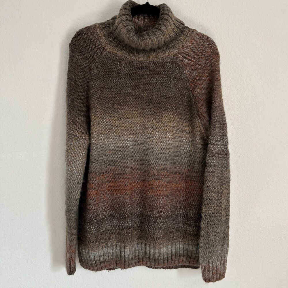 prAna Callisto Sweater Multicolor Wool Blend Turtleneck Relaxed Fit  Sz L